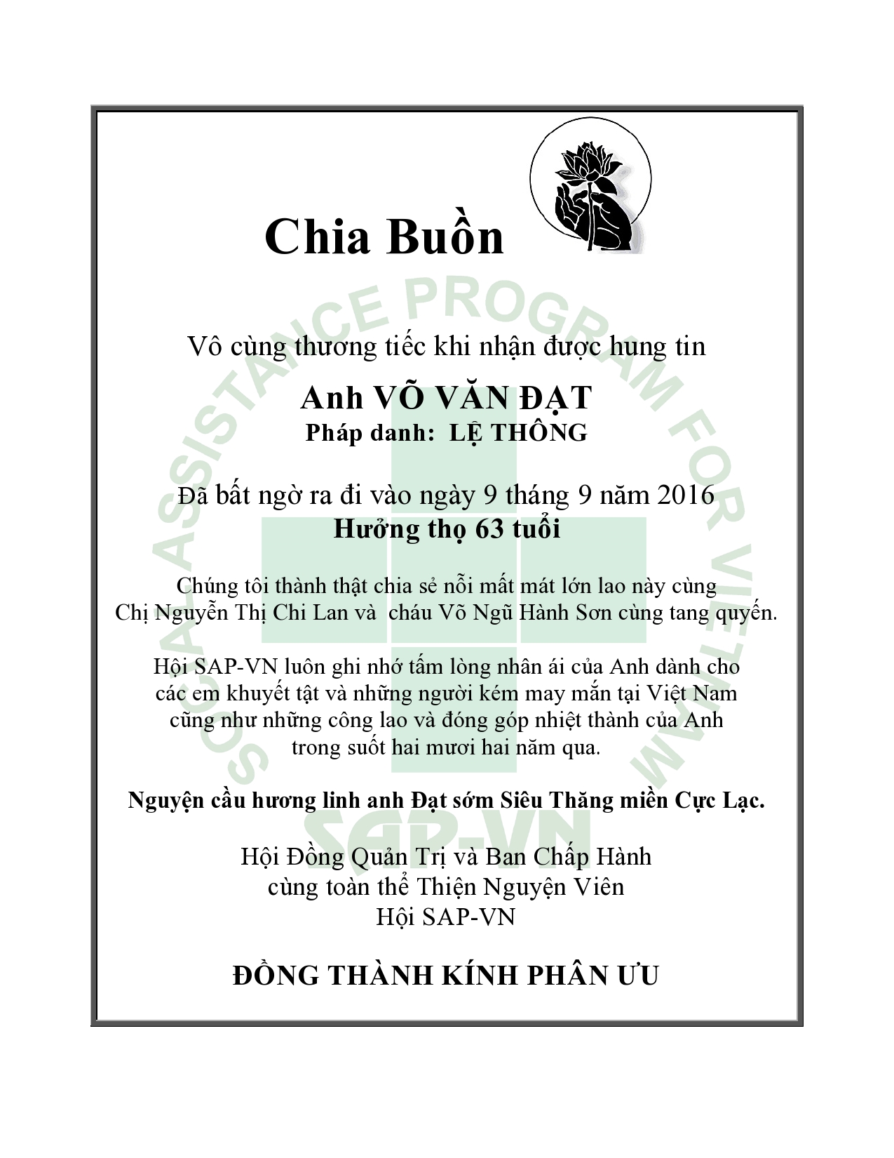In Memory of Anh Vo Van Dat